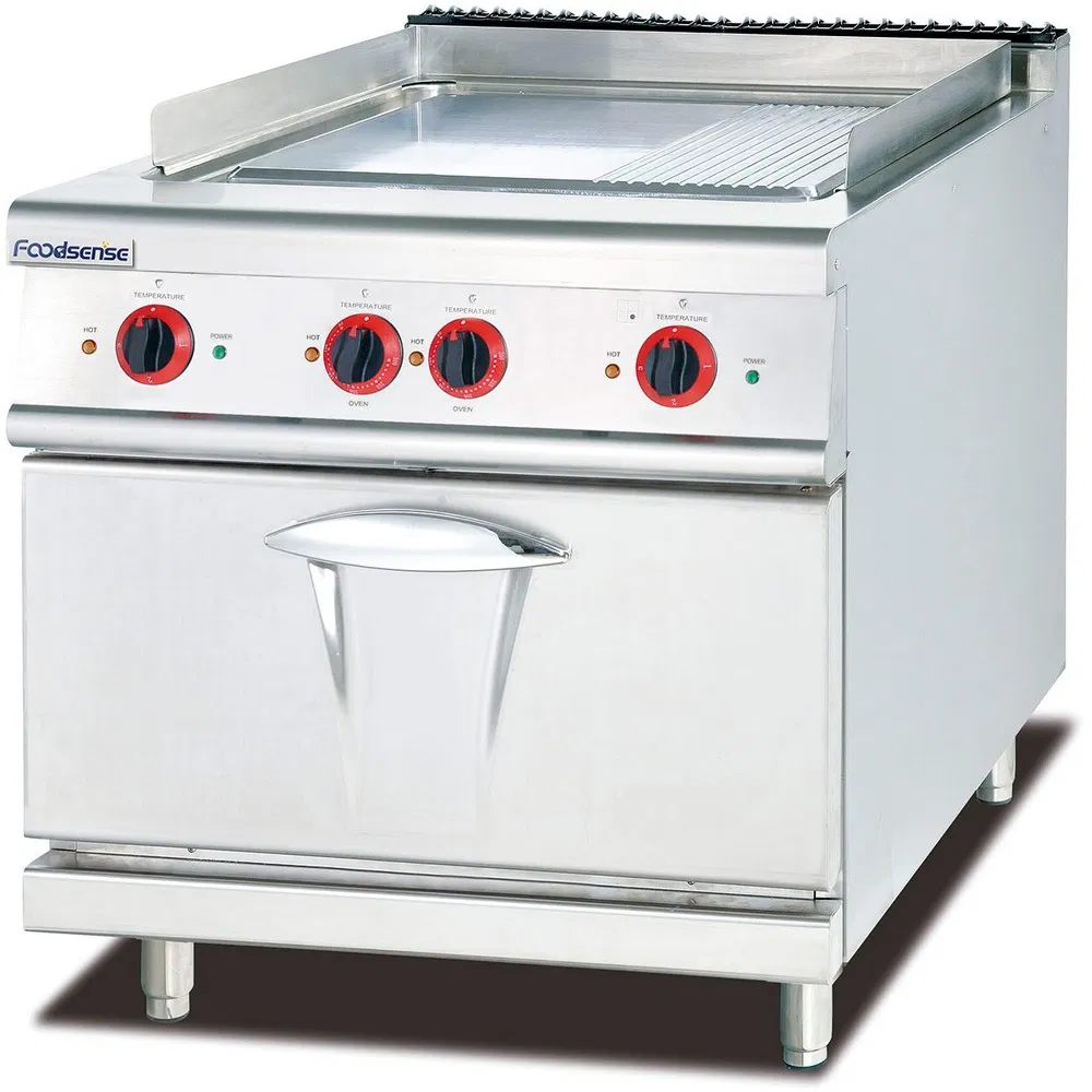 Free-Standing Commercial Kitchen Equipment Electric Lava Rock Grill with Cabinet