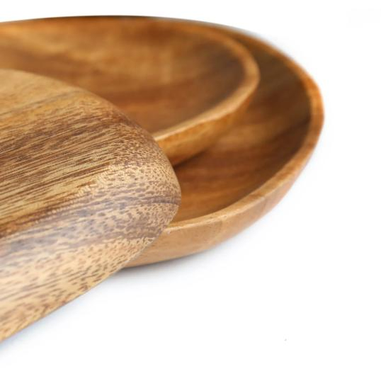 Irregular Oval Solid Wood Dinner Plate Wooden Serving Decorative Tray for Dishes