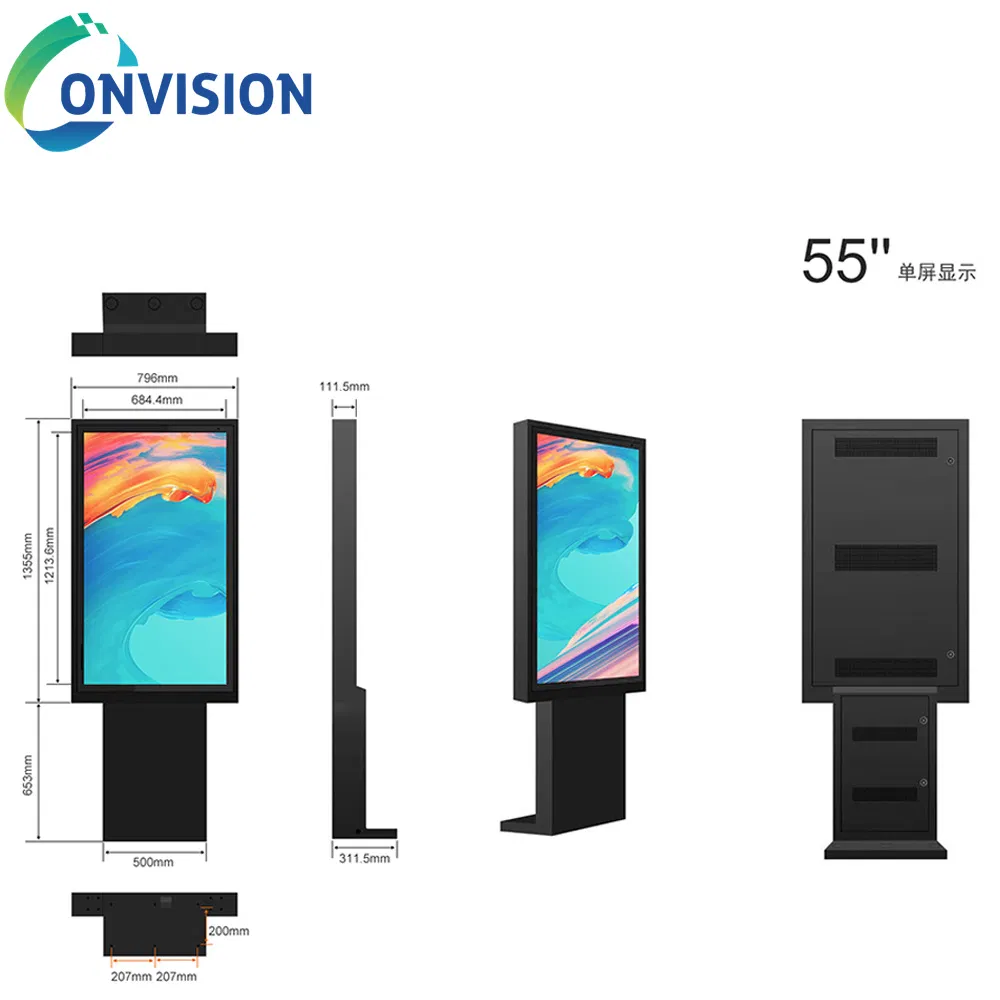 55-Inch High Brightness Waterproof Touch Screen Monitor for Kiosks