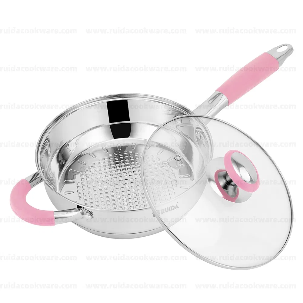 New Arrival Stainless Steel 14PCS Cookware Set with Customized Color Silicone Handle
