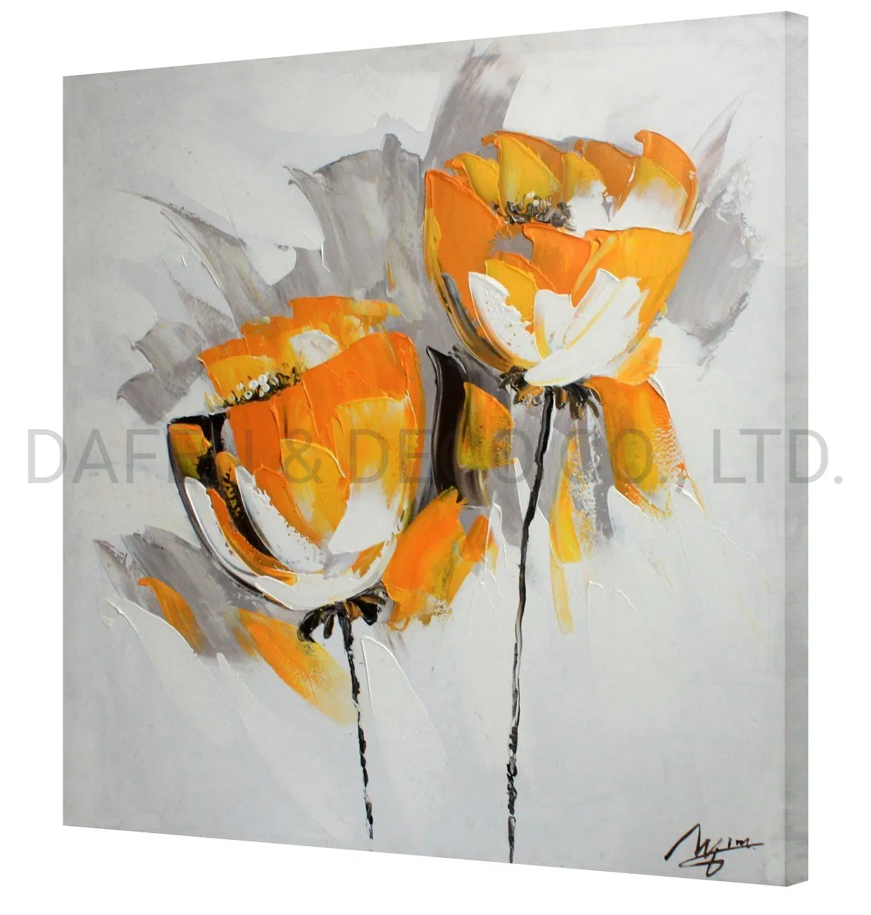 Orange Decorative Flower on Oil Painting
