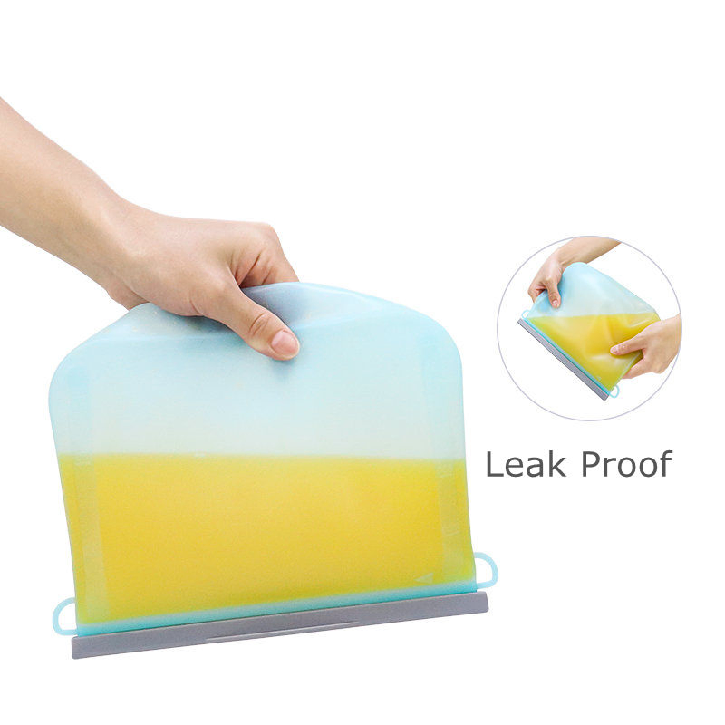 Custom Bulk Organizer Transparent Ziplock Reusable Silicone Food Storage Bags with Stand up Design