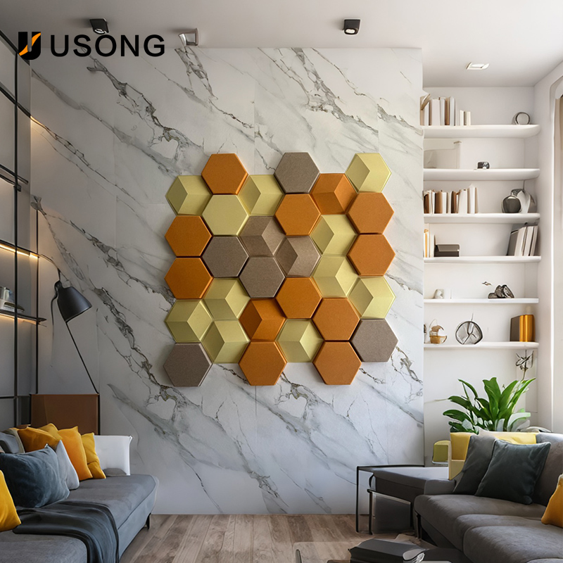 Fire-Resistant Hexagonal Acoustic Panel - Usong Polyester Fiber 300mm