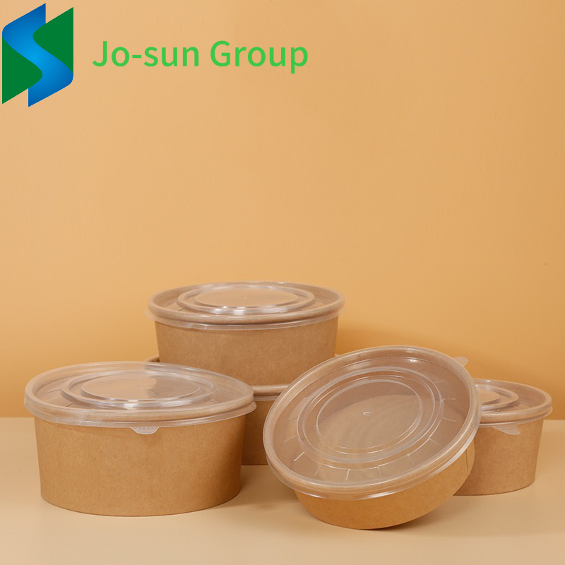 Jo-Sun Custom Logo Disposable Kraft Paper Bowl for Fast Food Salad Bowl