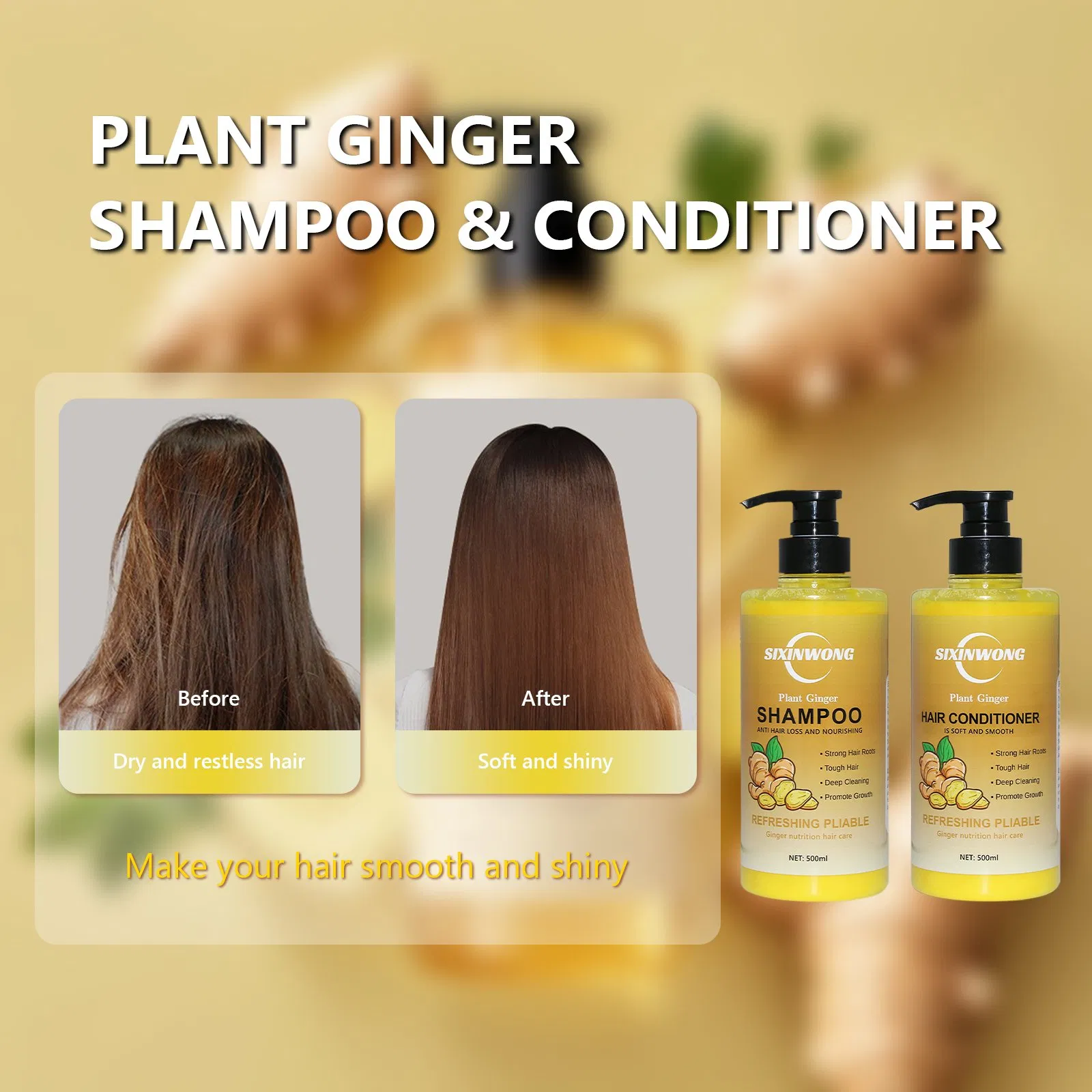 Beauty Cosmetics Hair Care Ginger Hair Growth Conditioner Shampoo Set