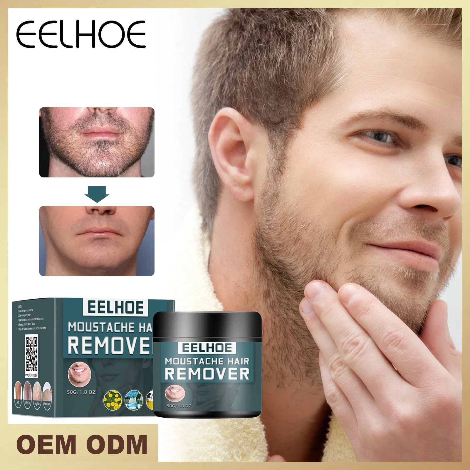 OEM ODM Painless Men Beard Hair Removal Cream Permanent Hair Growth Removal Inhibitor Spray Gentle Beard Depilatory Cream