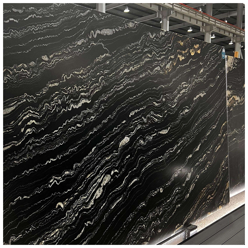 Brazilian Black and Gold Portoro Quartzite Slabs for Countertops