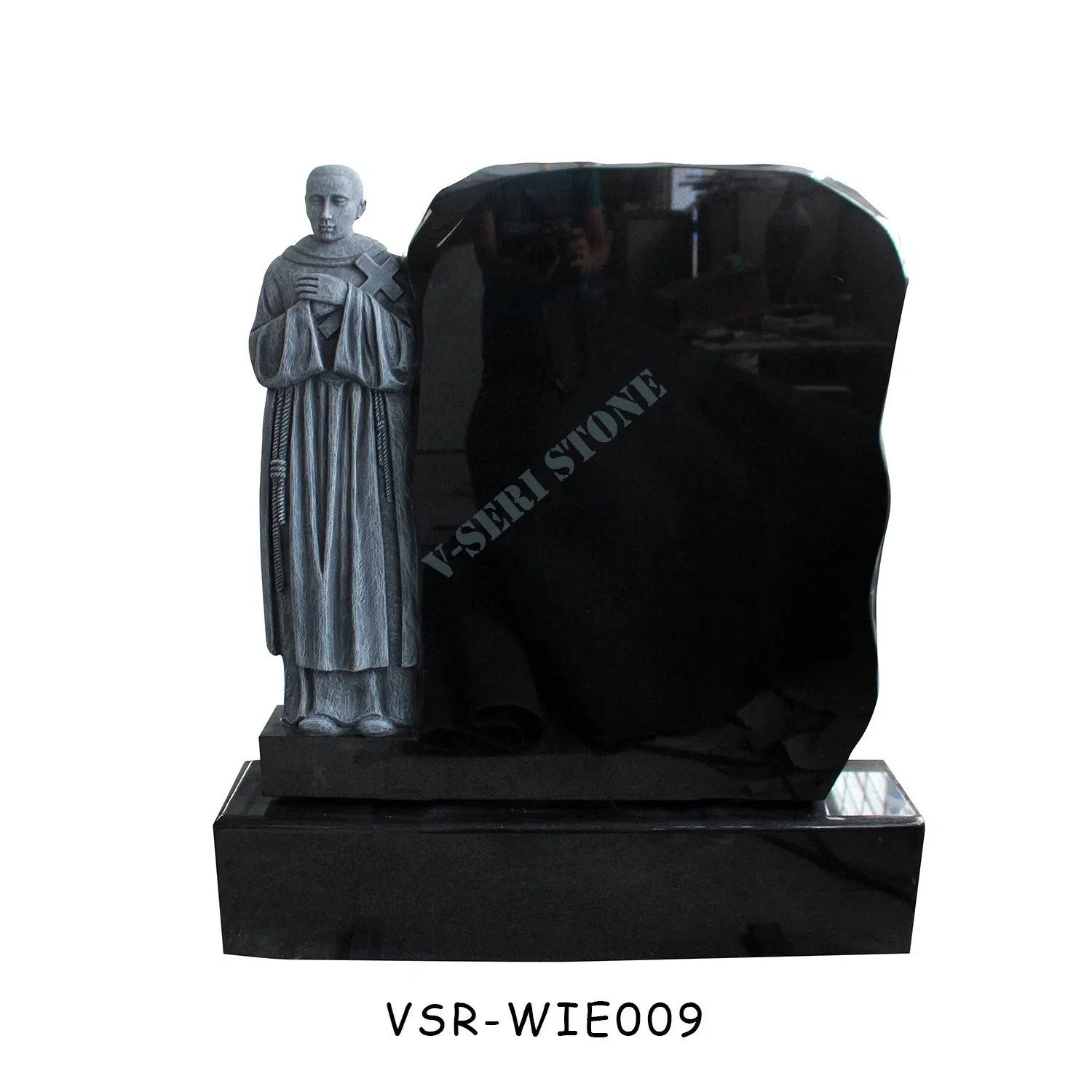 Hot Selling Black Granite Headstone Cemetery Wholesale Angel Heart Tombstone