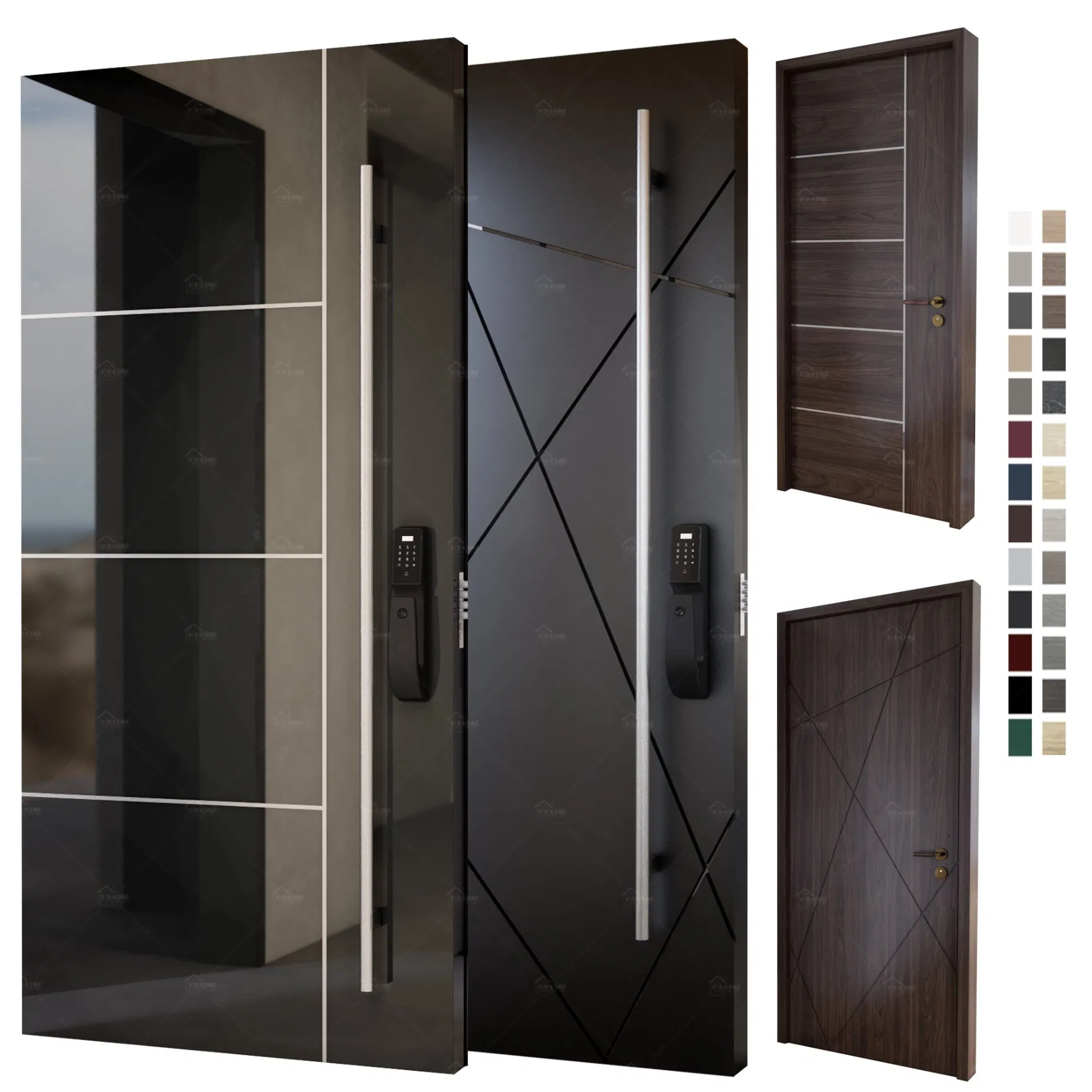 European Standard Modern 48 Inches Home Aluminum Exterior Doors Heavy Duty Exterior Doors for Houses Metal Pivot Doors