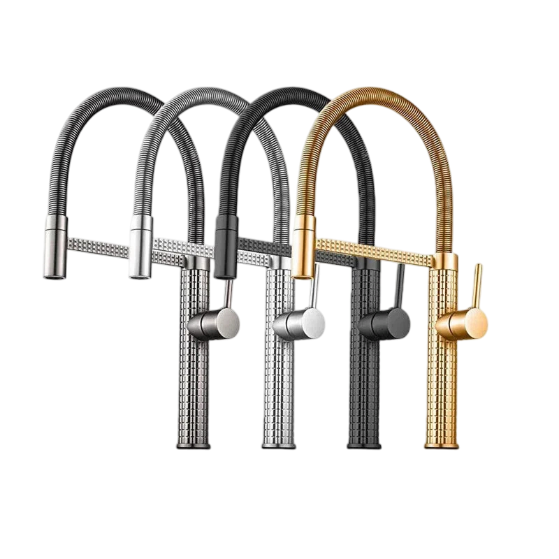 Gunmetal Stainless Steel and Brass Hammered Kitchen Sink Mixer Faucet