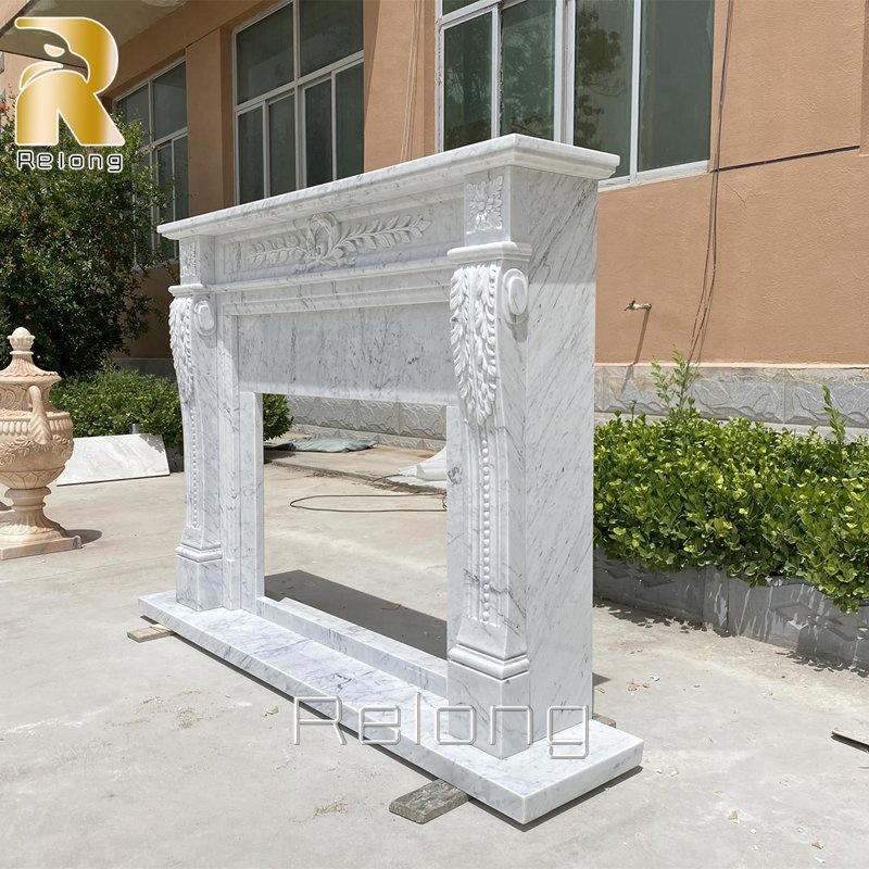 High Quality Natural Carrara White Marble Fireplace Mantels