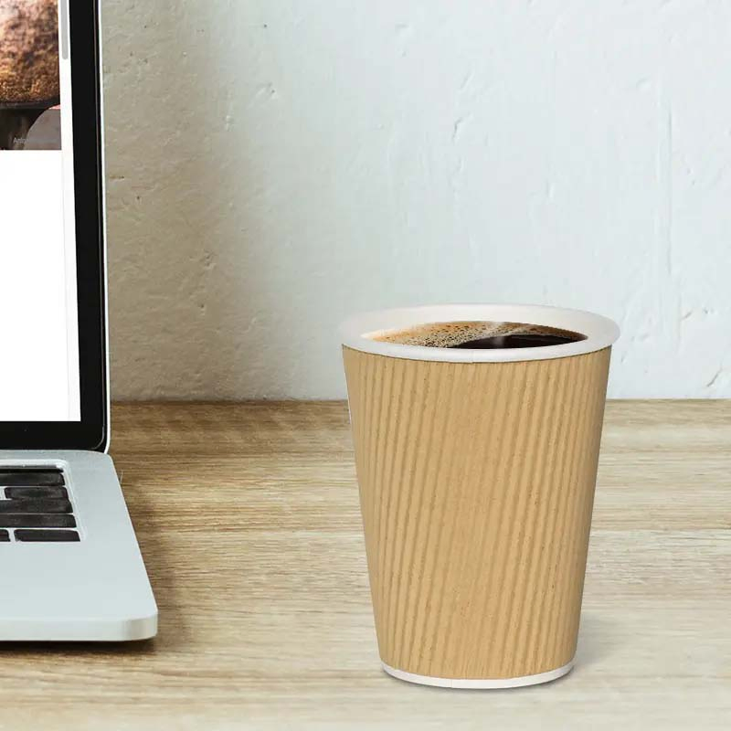 Бумажный гофрированный стакан с PE-покрытием, 16 oz