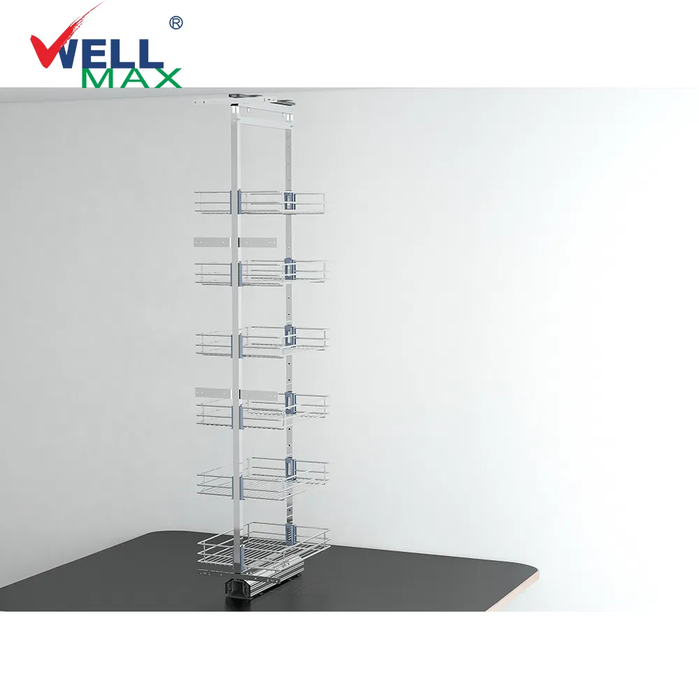 Wellmax Excellent Quality Pantry Revolving Basket in Tall Kitchen Cabinet Storage