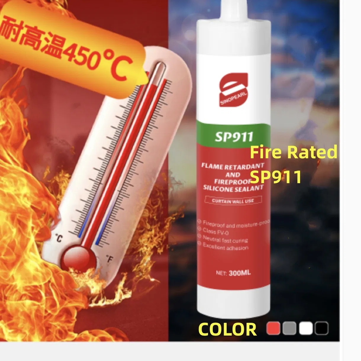 Sp911 Silicone Sealant Drying Fast and Strong Adhesive Fire Resistant Fireproof Silicone Sealant Window Glue
