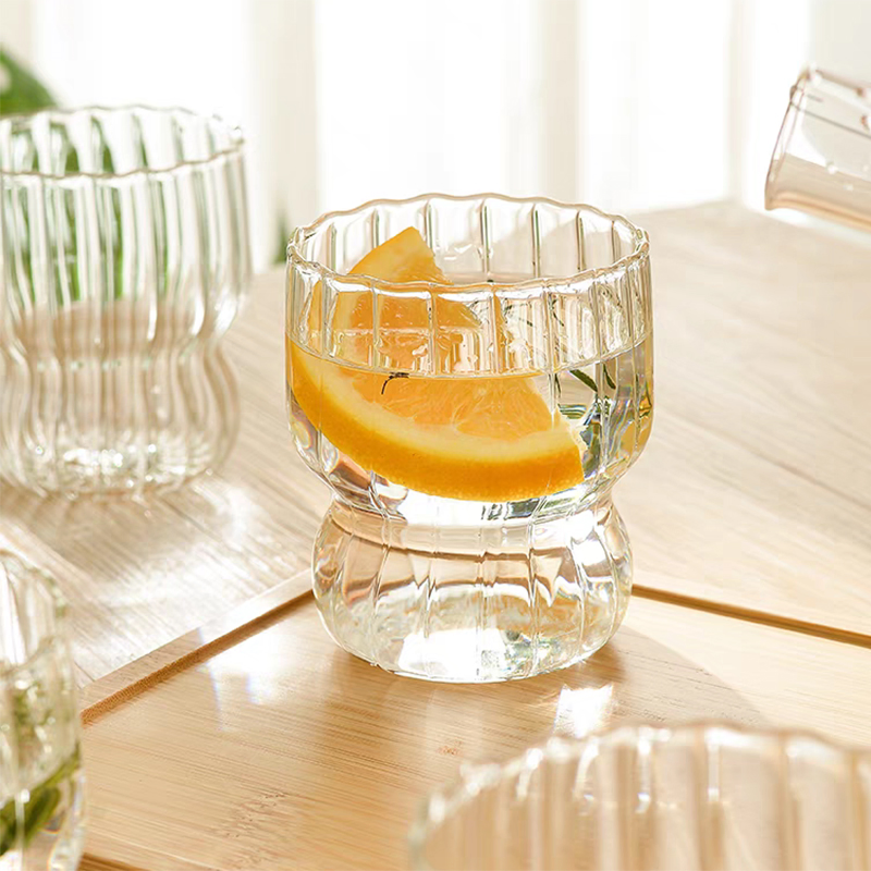 Vertical Stripes Design Ripple Cappuccino, Coffee Glasses, Coffee Glasses, Tea Glasses, Milk, Coffee Lemonade Mugs 300ml Latte Macchiato Glasses