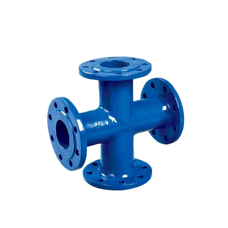 BS En545 Black or Blue Epoxy Coating Ductile Iron Flanged Pipe Fittings-All Flanged Cross