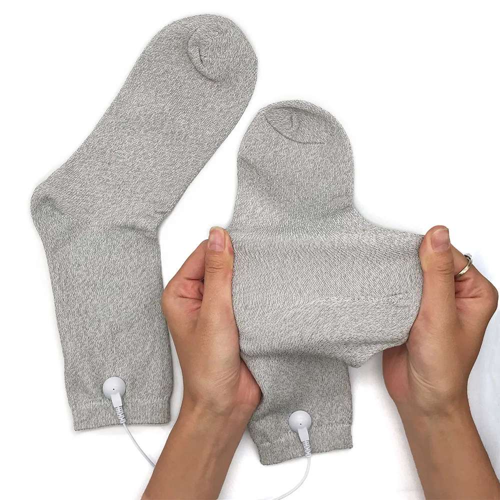 Tens EMS Electric Foot Massage Therapy Sock Cable Electrode Pads Conductive Silver Fiber Socks for Digital Massager Muscle Relax