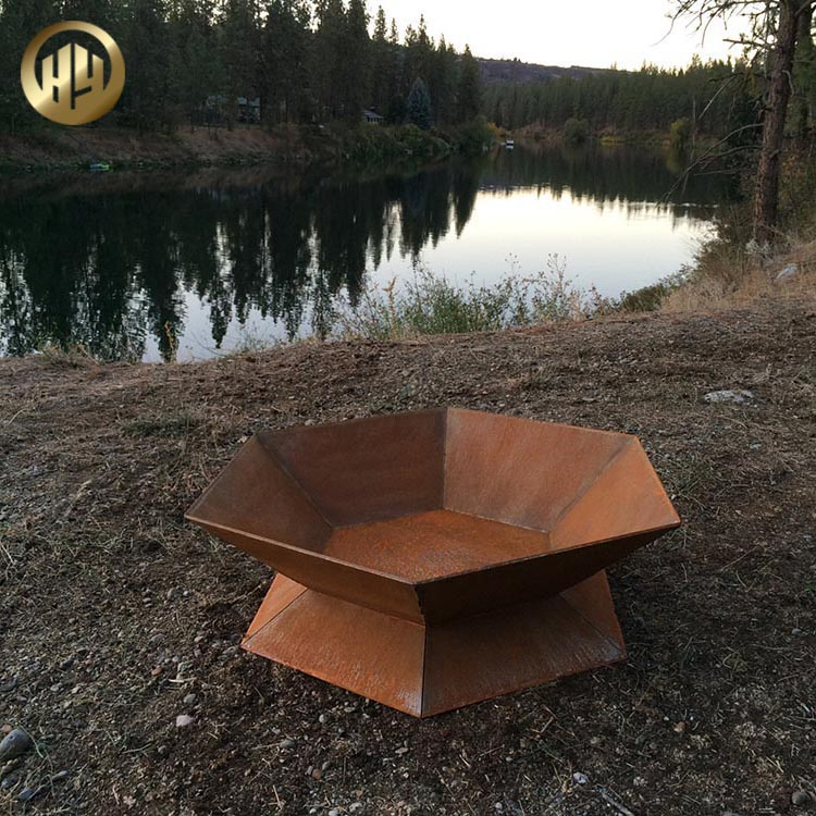 Hexagon Metal Modern Style Simple Wood Burning Fire Pit