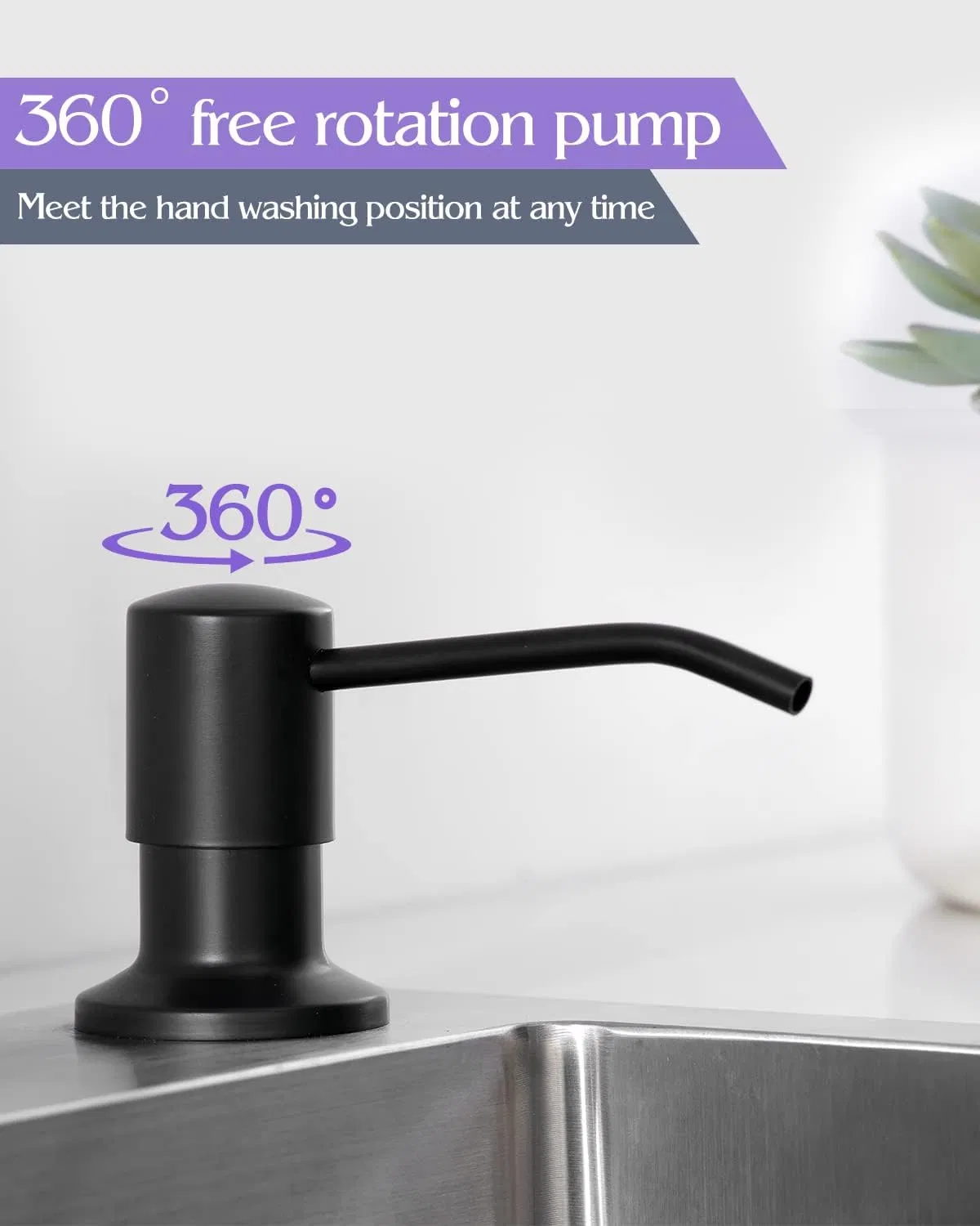 Black Matte Stainless Steel Soap Dispenser Countertop Pump Hand Lotion Built in Bottle Soap Dispenser for Wash Basin