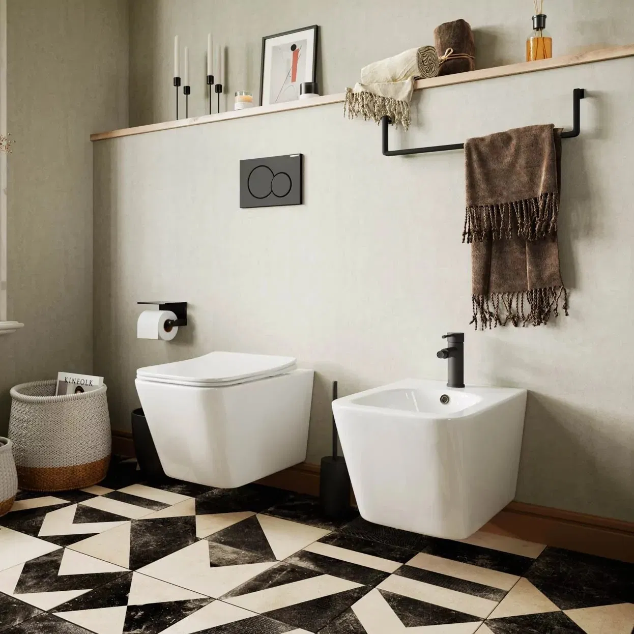 Modern Rimless One Hole White Ceramic Water Tank Down European Wall Hung Wc Toilet