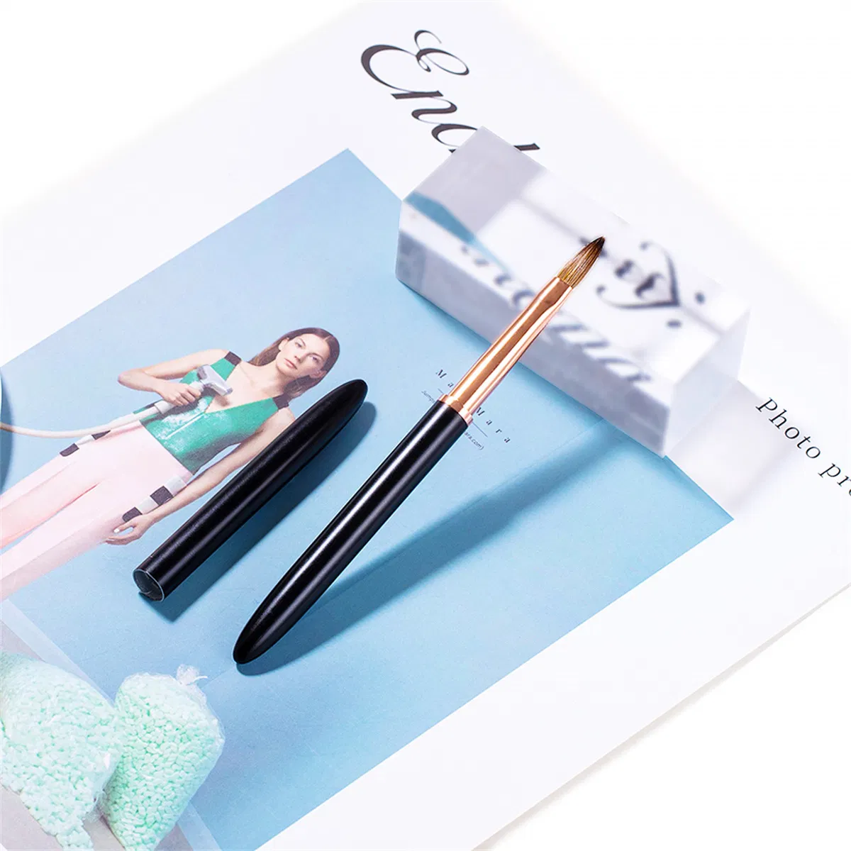 2022 Wholesale New Style Professional Nail Brush Black Color Kolinsky Sable Hair Acrylic Nail Brush with Lid Nail Pen