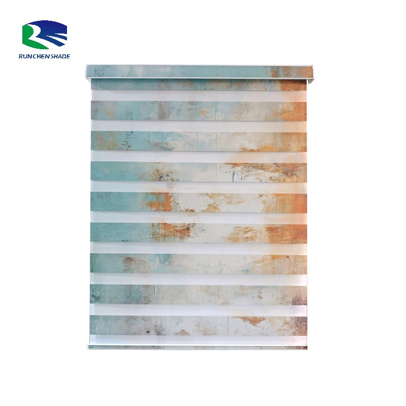 2025 Well Home Center Double Dual Sheer Flower Printed Scenery Smart Zebra Printed Window Blinds