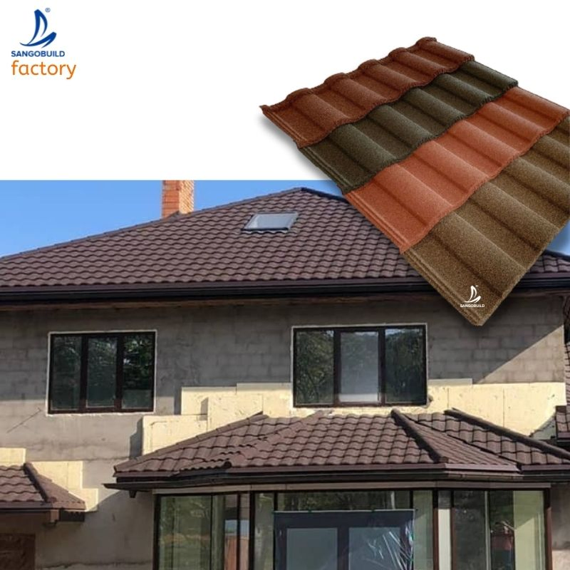 Liberia Sangobuild Stone Coated Roof Tile Strong Wind Resistant Roofing Sheet