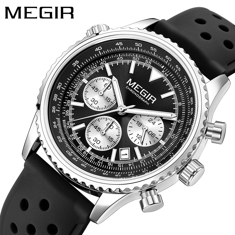 Hot-Selling Megir 2236 Round Leather Band Watch Men's Fashion Business Quartz Watch