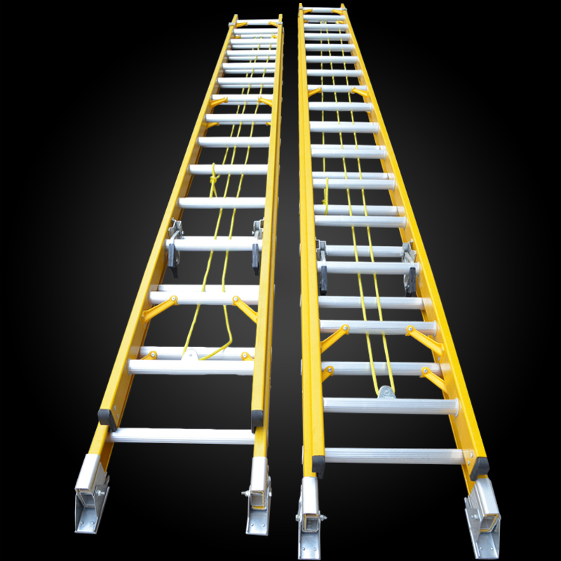 Color Customized Warehouse 5m Telescopic Fiberglass Extension Ladder