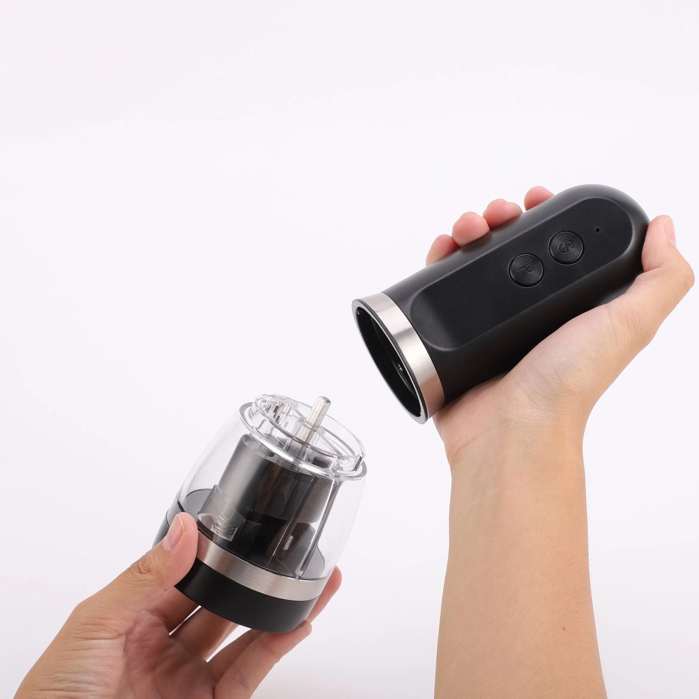 Home Kitchen Portable Seasoning Grinder Pepper Sea Salt Two in One Electric Grinder with LED Lighting