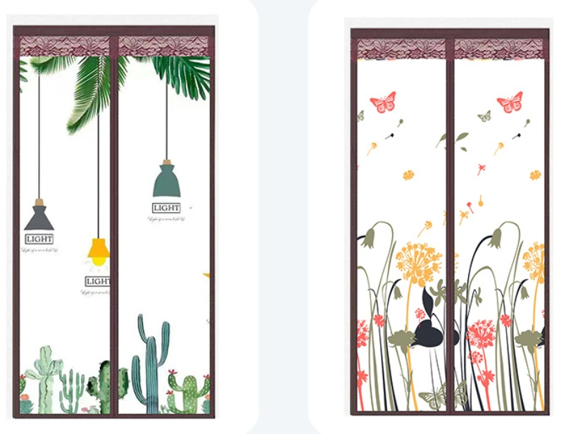 Magnetic Screen Door Curtain Self Sealing Door Screen Printed Insect Screen Door