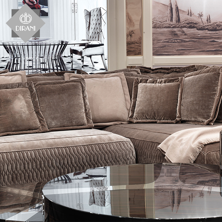 Диван кожаный секционный коричневый европейский стиль