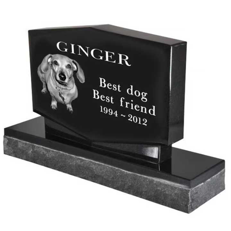 Laser Etching Black Granite Cat Dog Headstone Pet Monuments Memorial Grave Marker