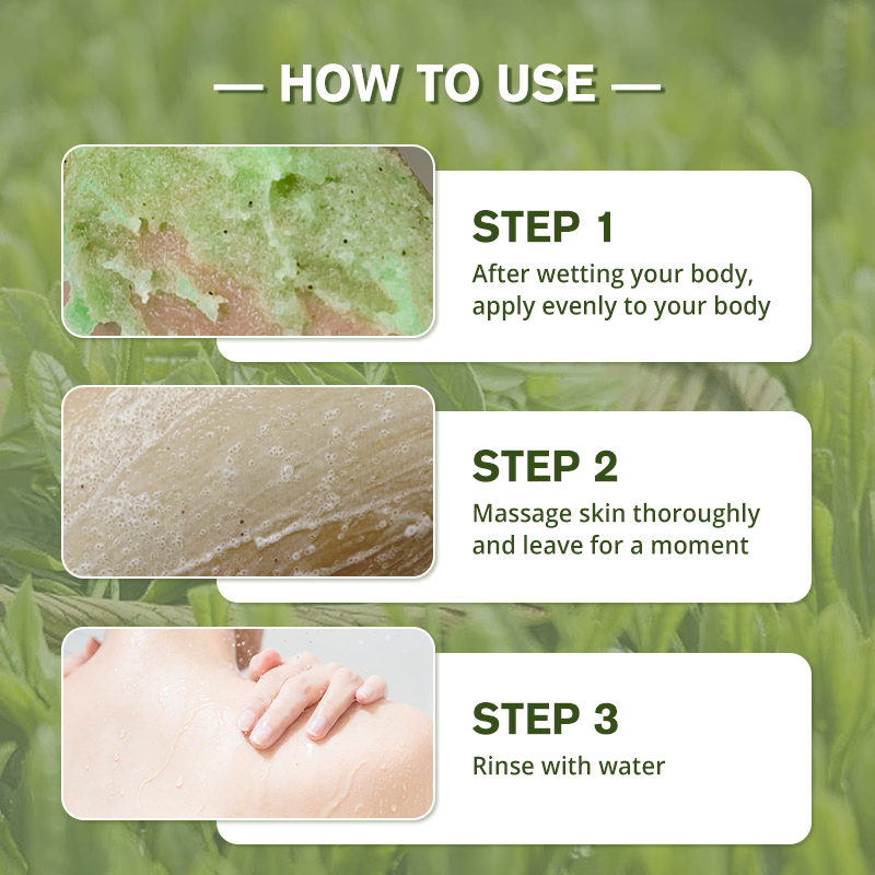 Private Label Matcha Tea Tree Salt Exfoliating Natural Sugar Scrub Body Care Organic Body Scrub