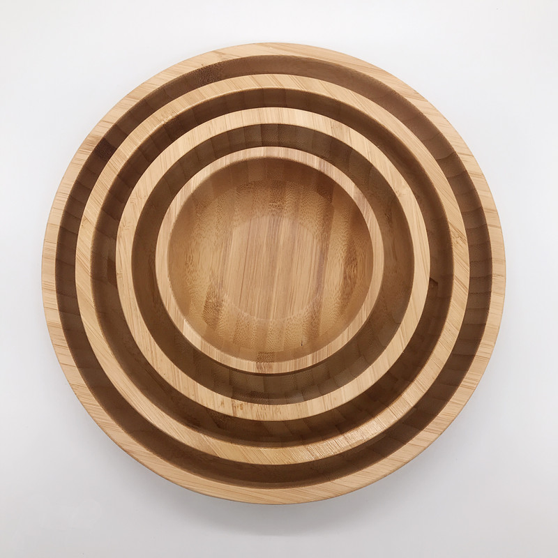 Round Bamboo Bowl Set Bamboo Salad Bowl