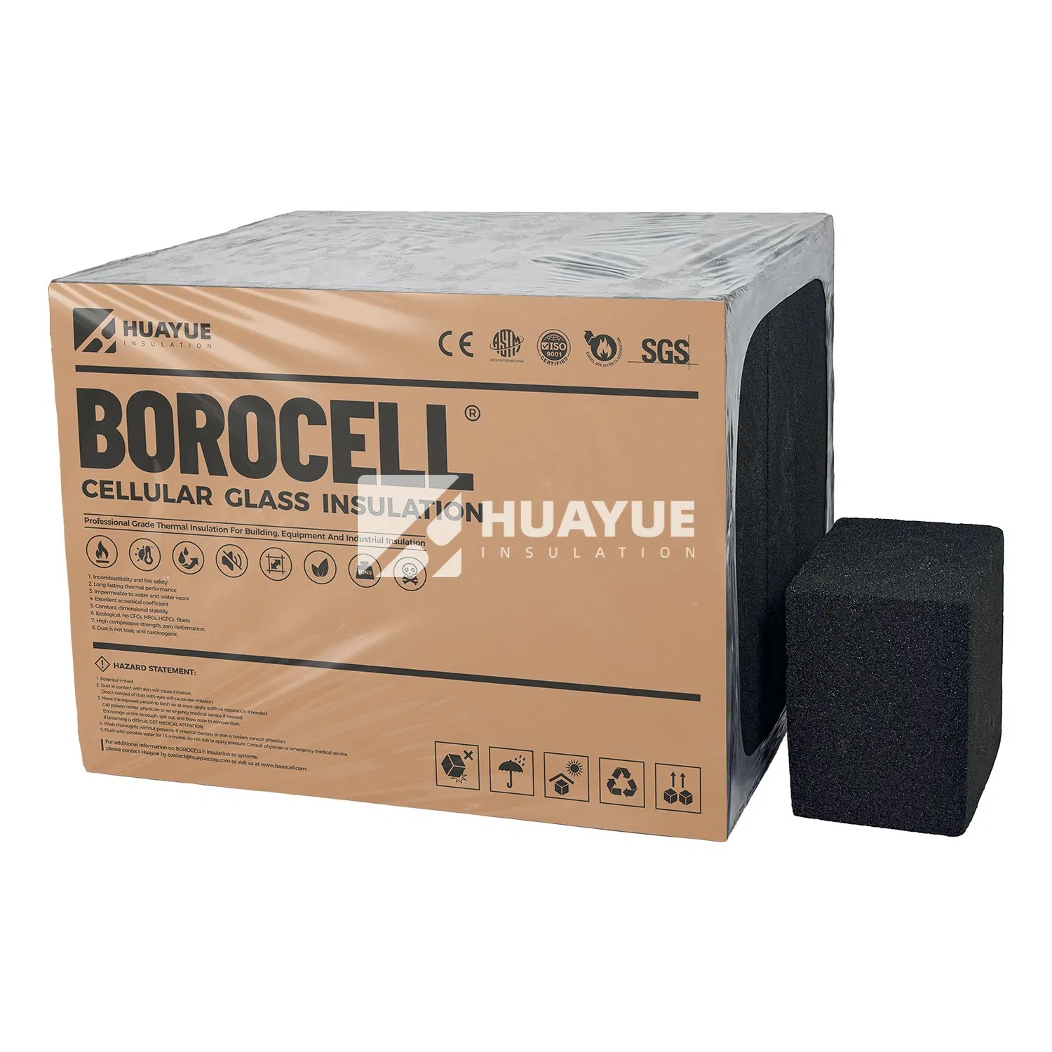 Factory Hot Sale Waterproof Cellular Glass Insulation Foam Glass Board Sound Deadening Wall Thermal Insulation Materials
