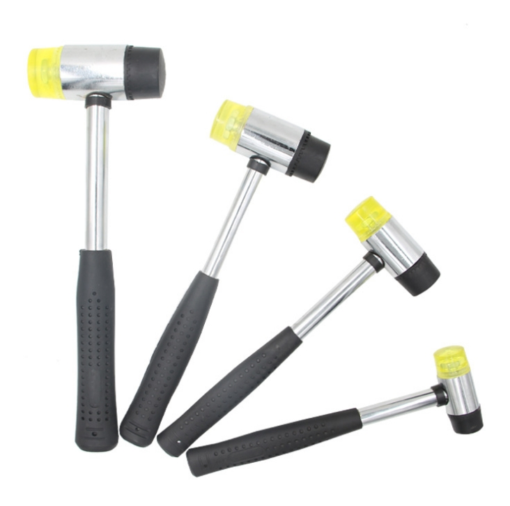 8oz 300g Black Rubber Mallet Hammer with 270mm Long Fibreglass Handle, Hard-Wearing Rubber, and Wall Hanging Hole