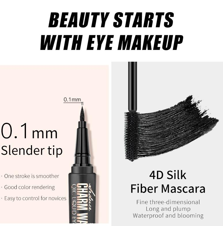 Online Wholesale and Retail High Quality Eyeliner Waterproof Mascara Set 2 in 1 Black Mascara Curling Slim Eyeliner Pen Eyes Makeup 4D Curling Mascara