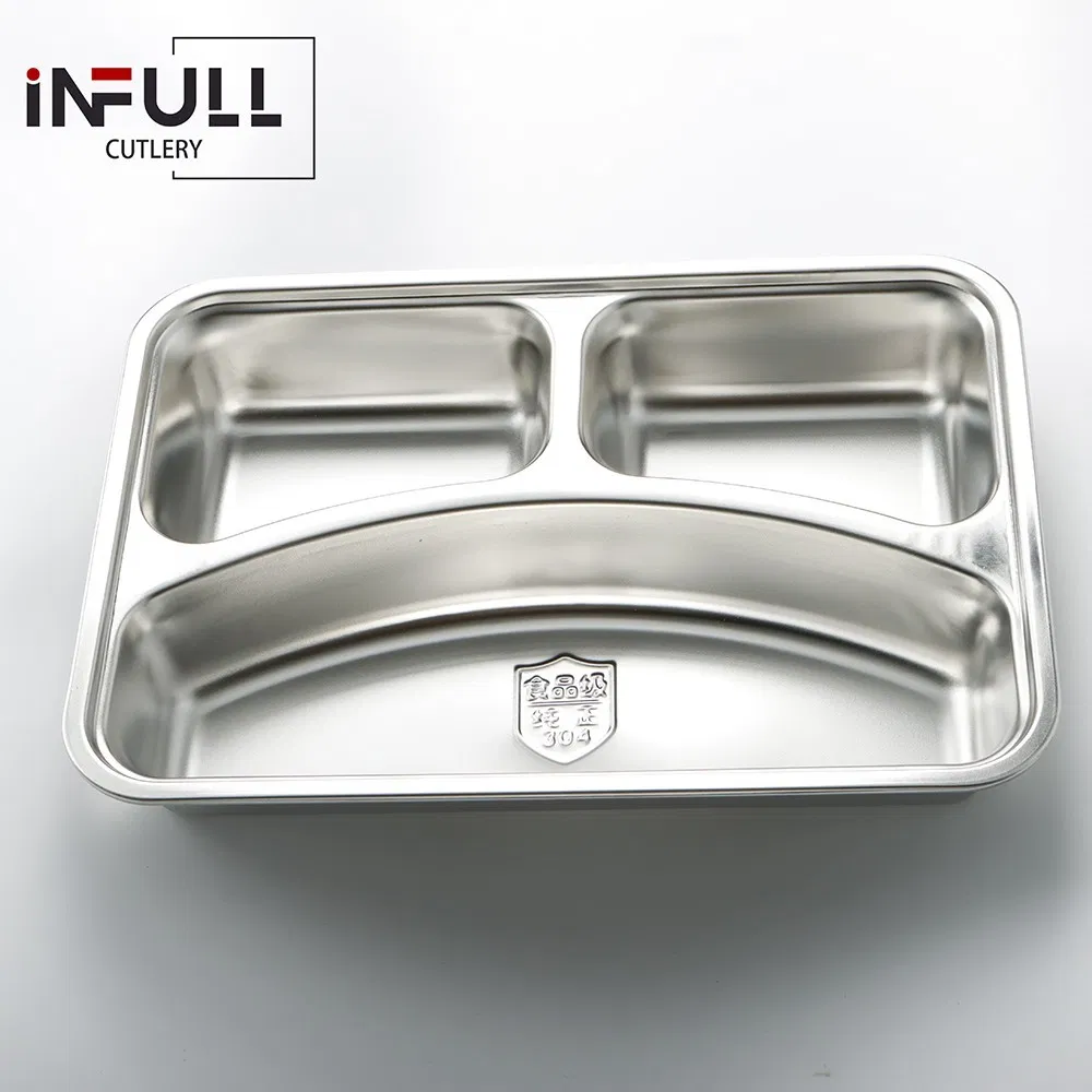 Stainless Steel Divided Plates Compartment Trays Great Size for Kids Portion Control Camping