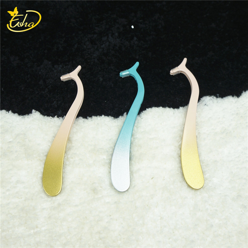 Multifunctional Rounded Eyelash Eyebrow Tweezers Stainless Steel Slanted Applicator Eyelashes Applicator