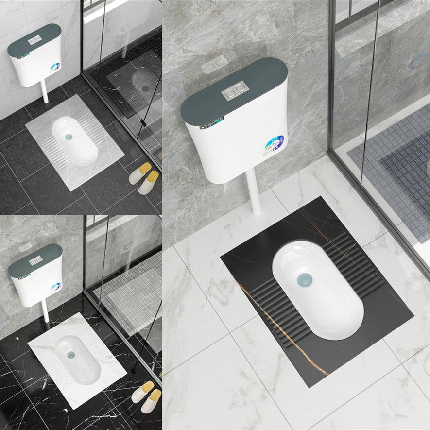 Rock Slab Marble Effect Water Closet S-Trap Squatting Pan Bathroom Ceramic Squat Toilet