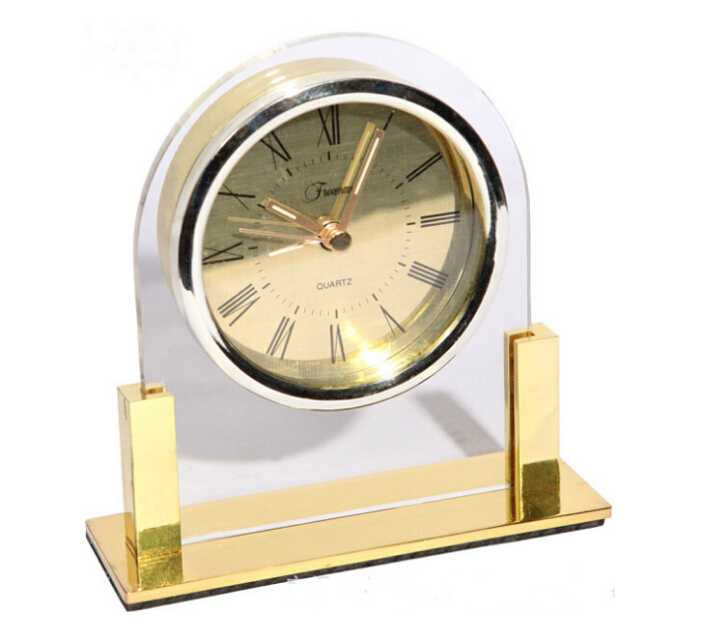 Hotel Glass Body with Chrome Base Silent Table Alarm Clock