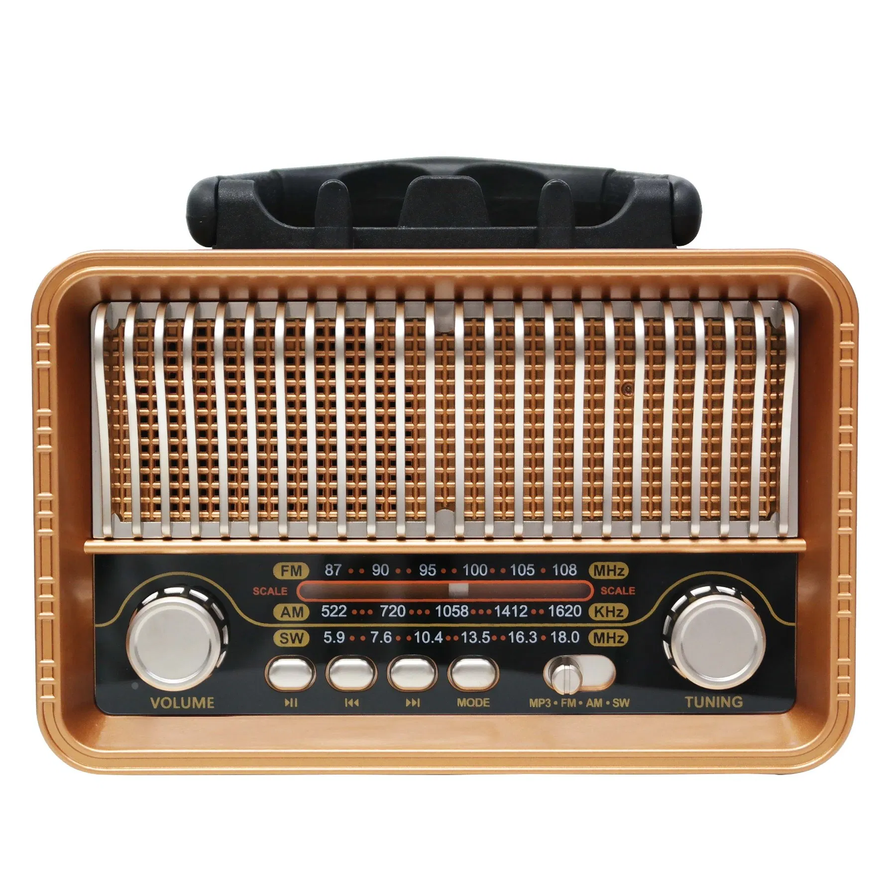 Meier M-1232BT Portable 3-Band Am FM Sw Radio, TF Card and MP3 Player, Rechargeable Speakers Bluetooth Vintage Solar MP3 Player