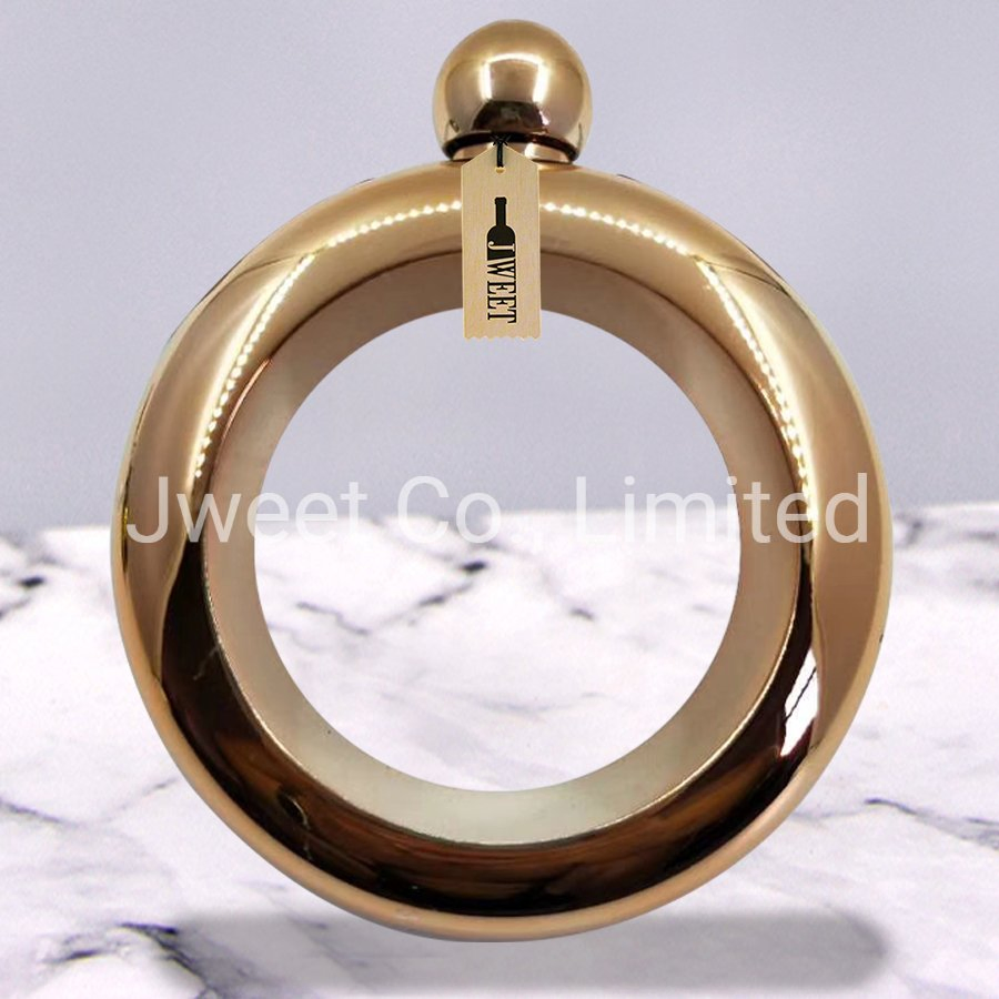 Factory Wholesale Custom Ring Shape Hip Flask Bronze Fro Wine