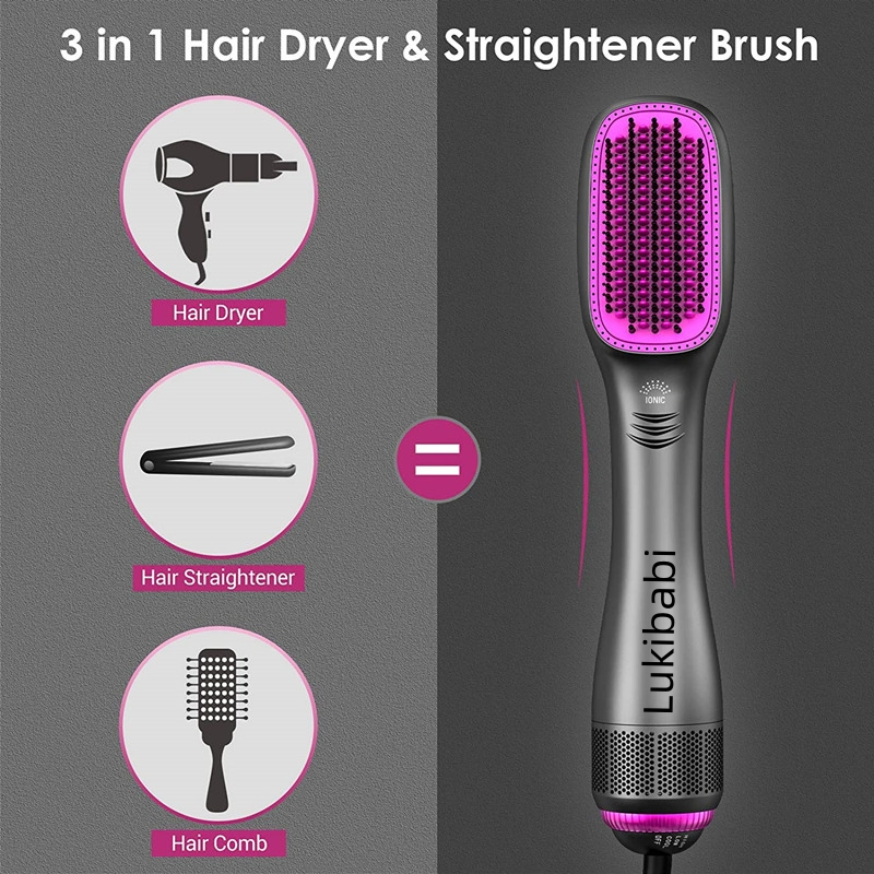 Ionic Hair Straightener Hot Air Dryer Comb Brush 3 in 1