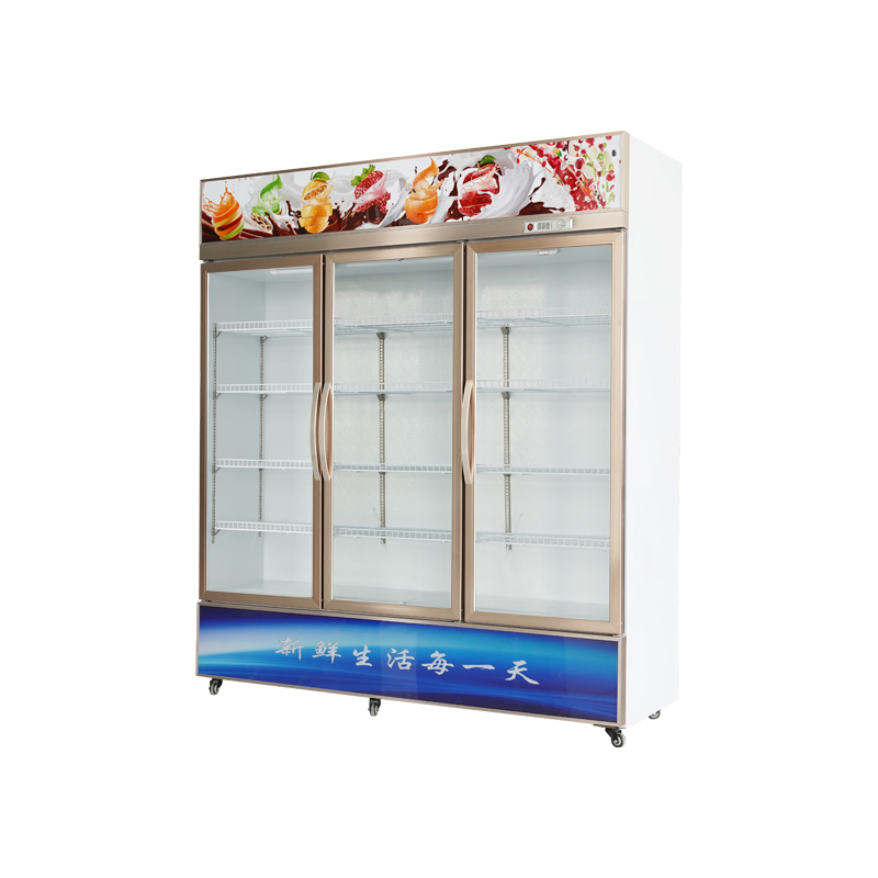 Direct Cooling Three Glass Door Vertical Upright Cooler Beverage Refrigerator