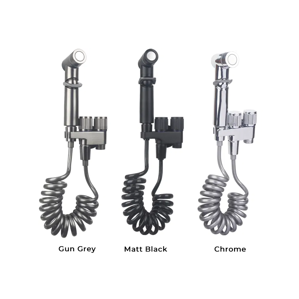Modern Gun Gray Bidet Faucet Set for Stylish Bathrooms