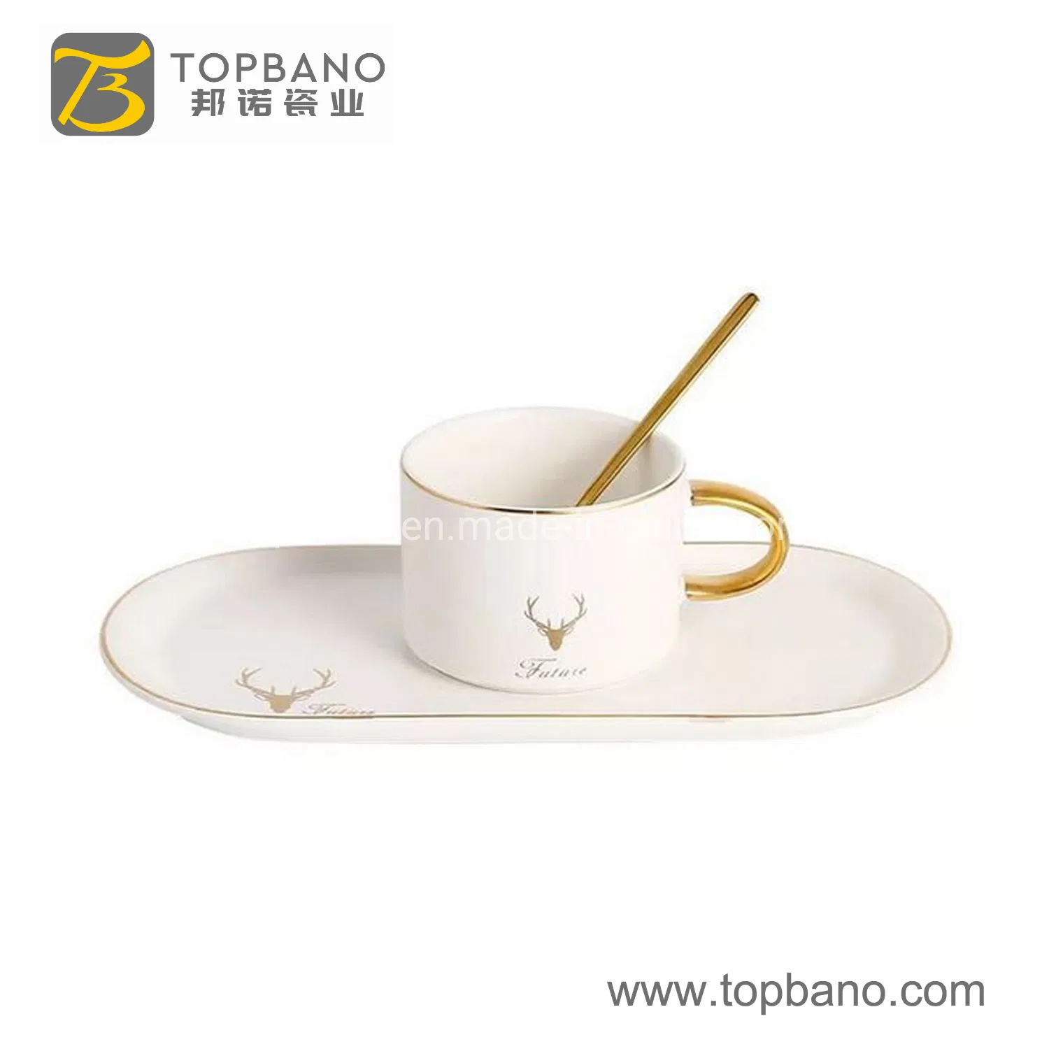Porcelain Cup Coffee Cups Set and Saucers with Spoon for Promotional Gift