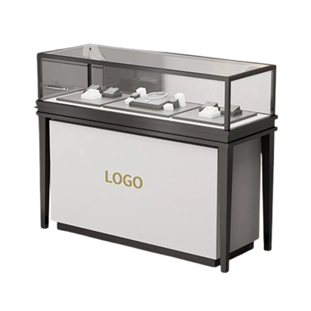 Best Selling Aluminum Frame Show Case in Black/Gold/Silver/White with Lockable Drawer and LED Light Made of Wood/Metal/Glass/Acrylic/MDF for Jewelry Set Display