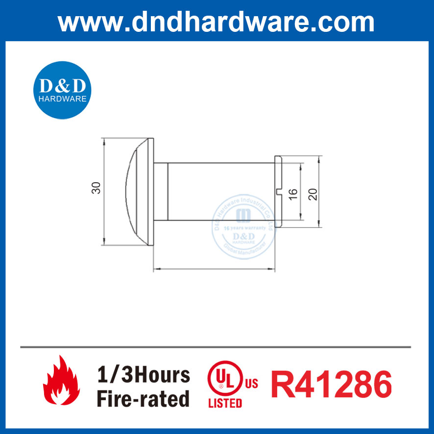 180 Degree Wide Angle Main Door Eye Hole UL Fire Peephole Viewer
